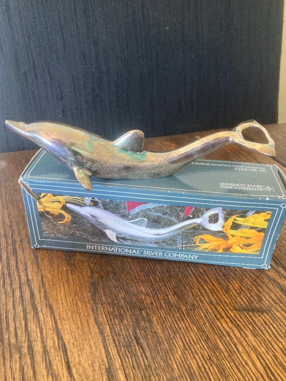 International silver company dolphin shape bottle opener
